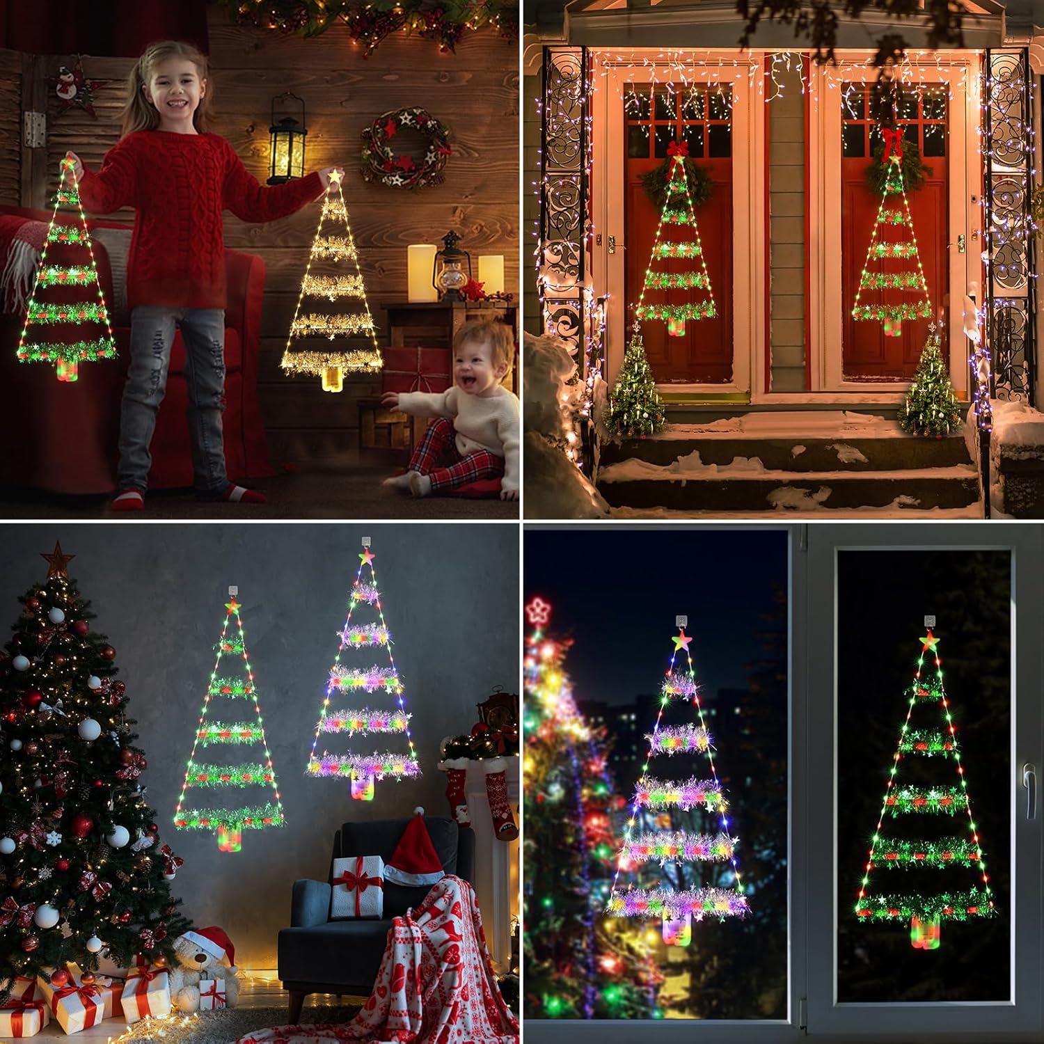 Toodour Christmas Decorations Indoor Lights, 2.65ft LED Christmas Lights, Red & Green Wall Window Hanging Light, Battery Operated Holiday Decoration for Outdoor Garden New Year Home Decor - Image 6