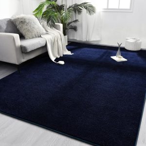 FlyDOIT Area Rugs for Bedroom Living Room, 4x6 Navy Blue Super Soft Comfy Thickened Memory-Foam Indoor Carpets, Modern Aesthetic Minimalist Carpet for Boys Girls Adults Apartment Nursery Home Décor
