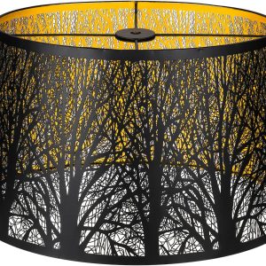 Metal Lampshade, Large Lamp Shade for Table Floor Lamps, (12×8)'' Top×(14×10.5)'' Bottom×8.5" Height Oval Shade, Etched Forest Gothic Style Replacement Lamp Shade(Spider), Black Gold