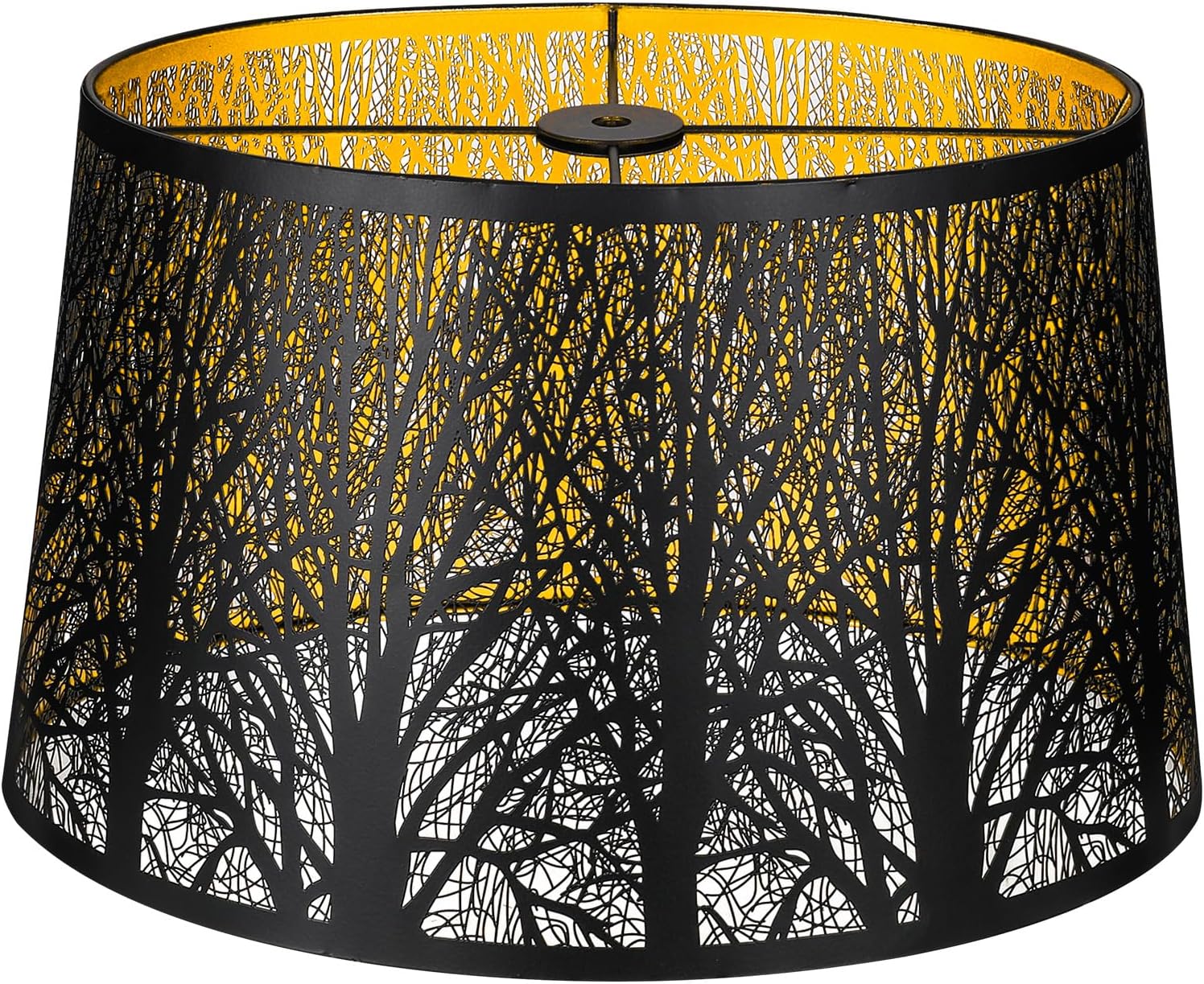 Metal Lampshade, Large Lamp Shade for Table Floor Lamps, (12×8)” Top×(14×10.5)” Bottom×8.5″ Height Oval Shade, Etched Forest Gothic Style Replacement Lamp Shade(Spider), Black Gold