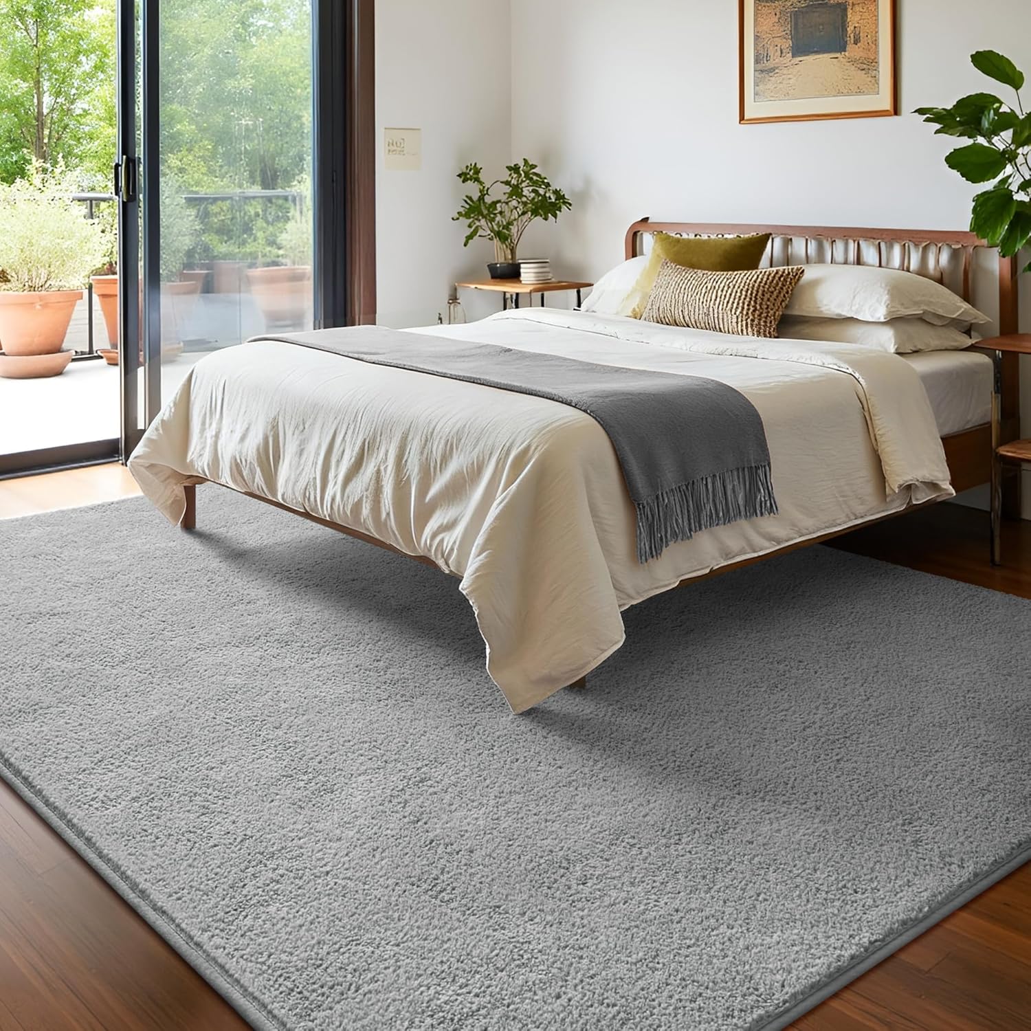 Keeko 4x6 Grey Area Rugs for Bedroom, Soft Modern Living Room Rug Indoor Non Slip Low Pile Washable Rug Fluffy Fuzzy Memory Foam Carpets Throw Rugs for Kids Nursery Classroom Dorm Room Decor - Image 6