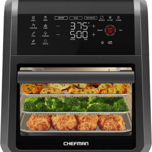 Chefman 12-Quart 6-in-1 Air Fryer Oven with Digital Timer, Touchscreen, and 12 Presets - Family Size Countertop Convection Oven, Dishwasher-Safe Parts