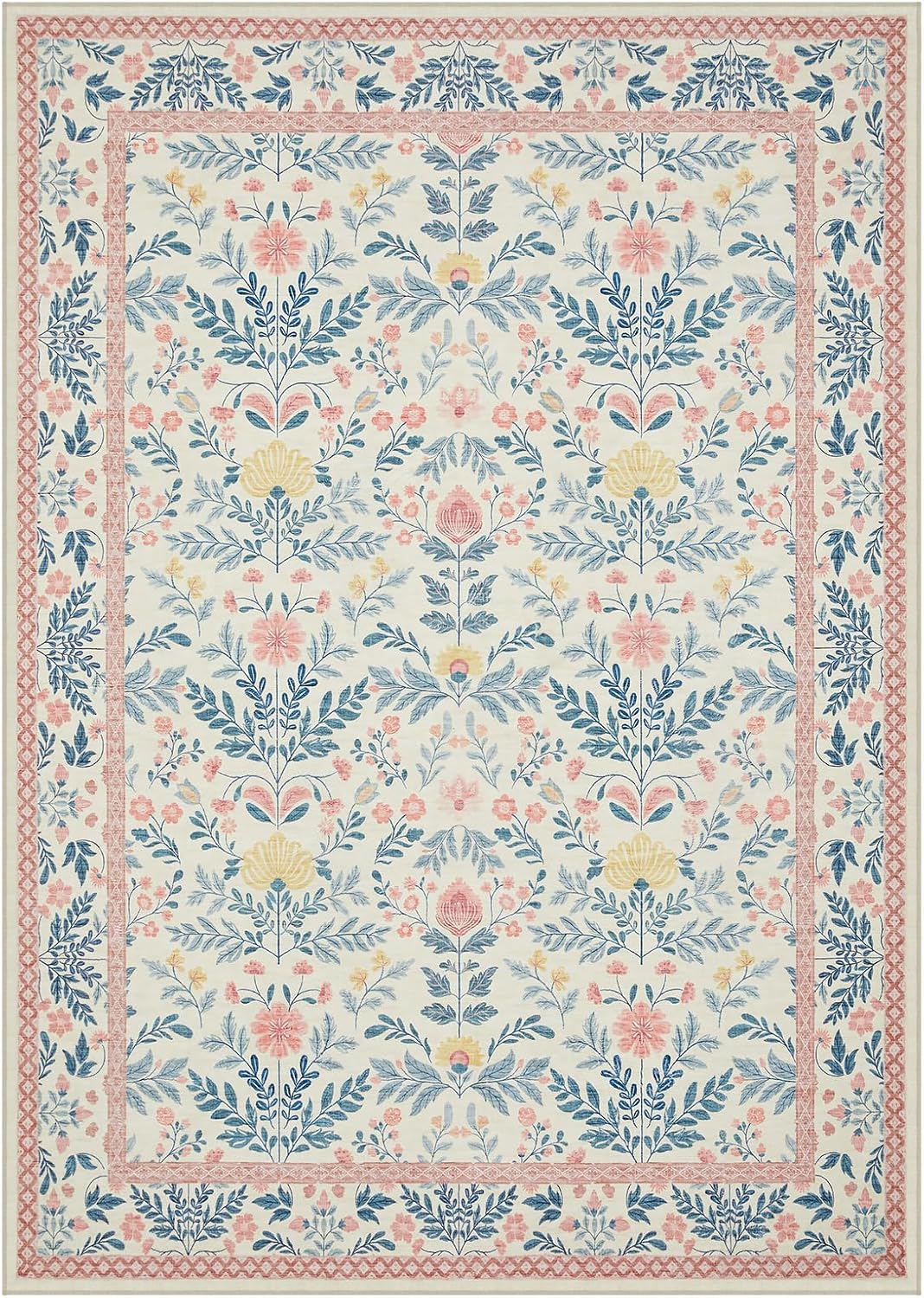 Joydeco Light Pink Washable Area Rugs 8x10 Bedroom Girls Kids Nursery, Boho Floral Large 8 x 10 Area Rugs for Living Room, Non Slip Soft Indoor Floor Carpet for Playroom Dorm Classroom - Image 9