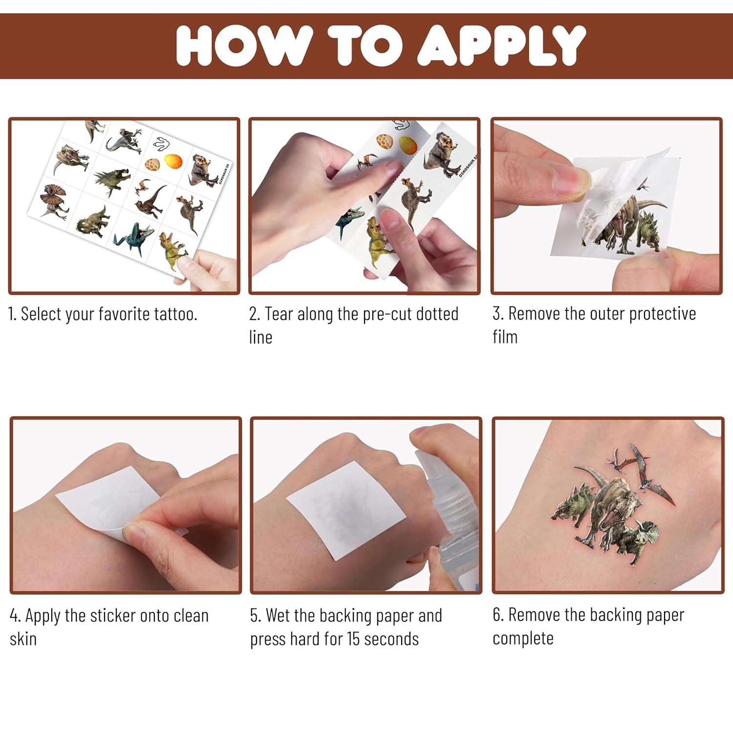 96PCS Dinosaur 3D Pre-Cut Temporary Tattoos - Stickers for Birthday Party Supplies, Decorations, and Favors - Super Cute Gifts for Kids, Boys & Girls, Classroom Prizes, and Themed (Normal) - Image 7