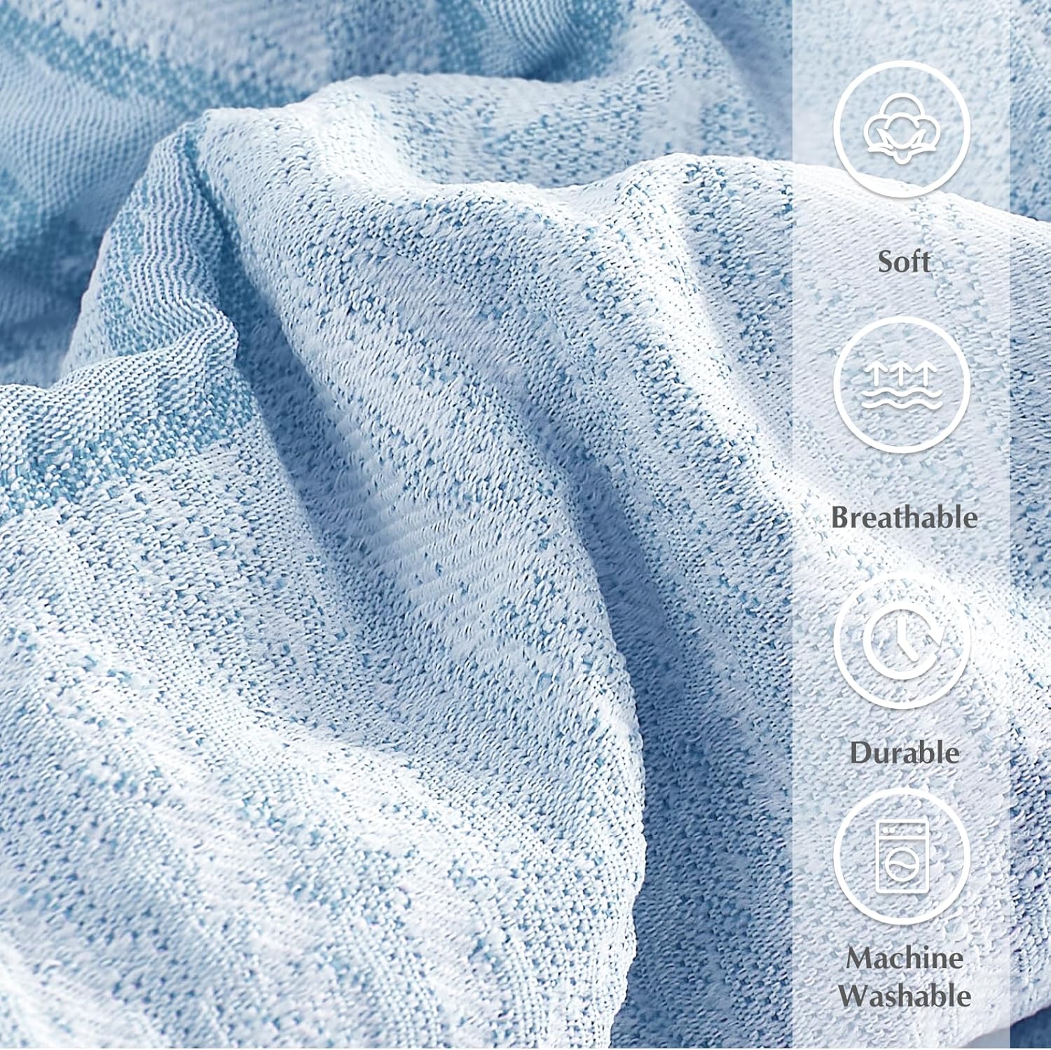 Geniospin Light Blue Full Comforter Set for Girls- 7 Pieces Bowknot Jacquard Bed in A Bag Twin Bedding Sets with Sheets, Pillowcases & Shams, All Season Kids Comforter Set - Image 6