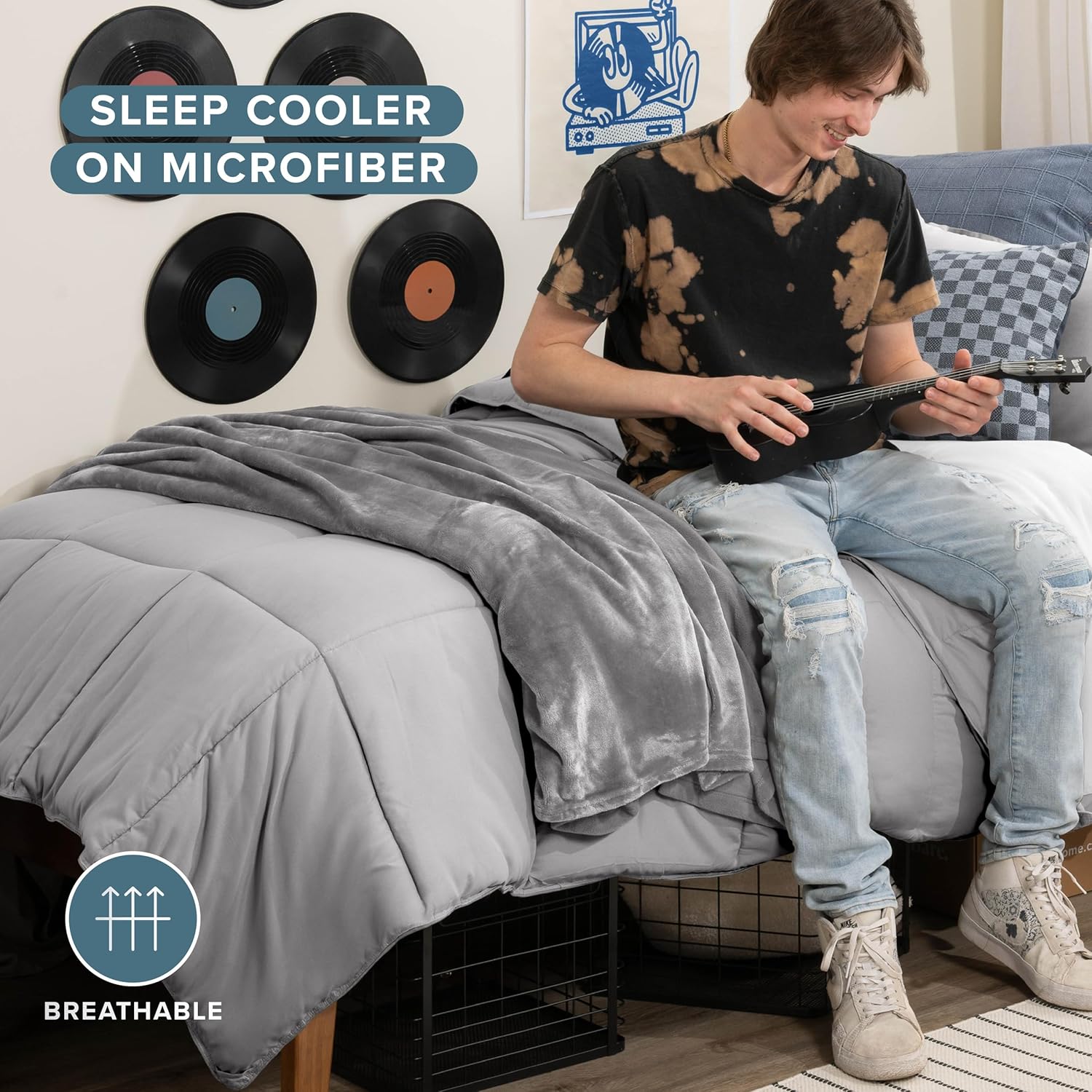 Bare Home Comforter Set - Twin/Twin Extra Long Size - Ultra-Soft - Goose Down Alternative - Premium 1800 Series - All Season Warmth (Light Grey) - Image 2