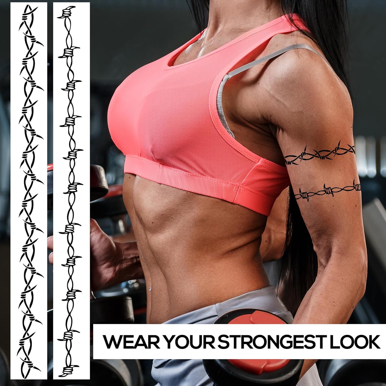 9-Sheet Barbed Wire Temporary Tattoos, Large Edgy Armbands Designs Tattoo Stickers for Men & Women - Waterproof Fake Tattoos for Concerts & Halloween - Image 3