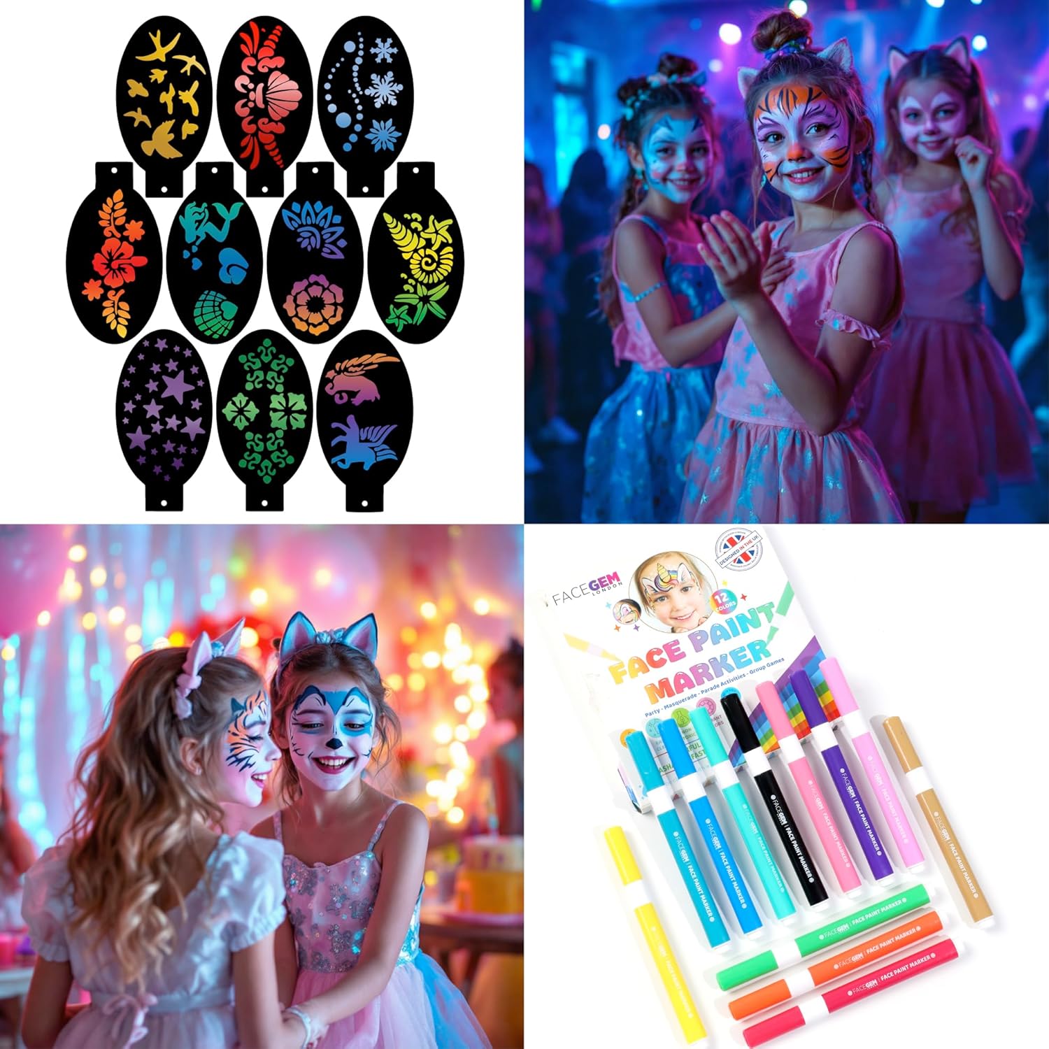 12 Colour Face Paint – Water-Based – Mess-Free Face Painting Kit with Stencils – Fast-Drying, Washable, Easy to Clean, Non-Toxic Face Paint for Festivals, Parties, Masquerade, Fancy Dress, Carnival - Image 8