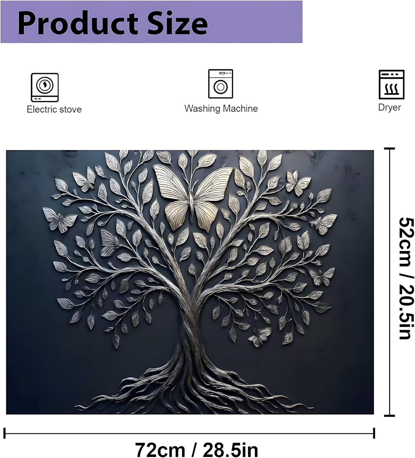 Stove Top Cover for Electric Stove, Tree of Life & Butterfly 28" x 20" - Protects Cooktop, Kitchen Decor and Counter Protector - Image 2