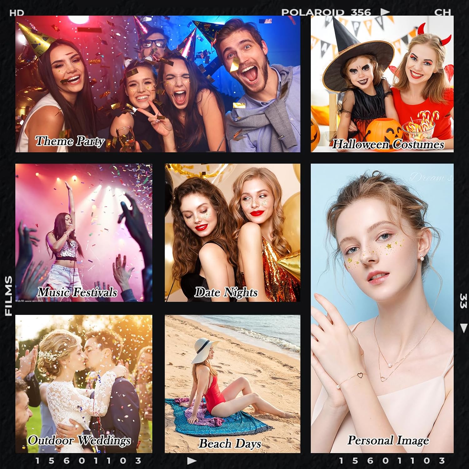 Christmas Glitter Face Tattoo,Diesetsr Body Glitter Temporary Tattoos Patches, Festival Rave Outfits for Women, Sparkle Patches for Kids, Party Christmas Festival Decorations,30 PCS - Image 3