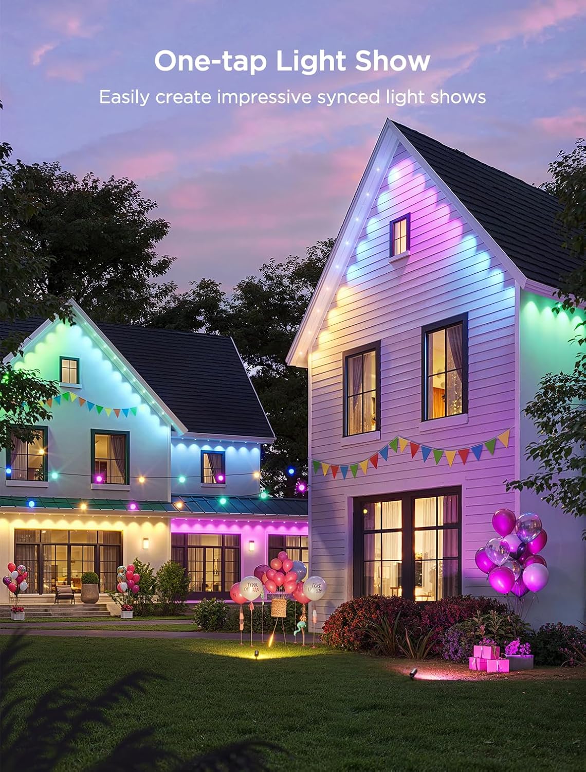 Govee Permanent Outdoor Lights 2, 100ft RGBIC Outdoor Lights with 72 LED Lights, IP67 Waterproof, 100 Scene Modes with 40lm White for Outdoor Decorations, Works with Alexa, Google Assistant, White - Image 5