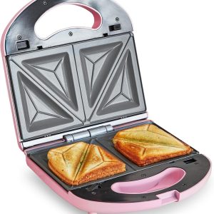 GreenLife Pro Electric Panini Press Grill and Sandwich Maker, Healthy Ceramic Nonstick Plates,Easy Indicator Light, PFAS-Free, Pink