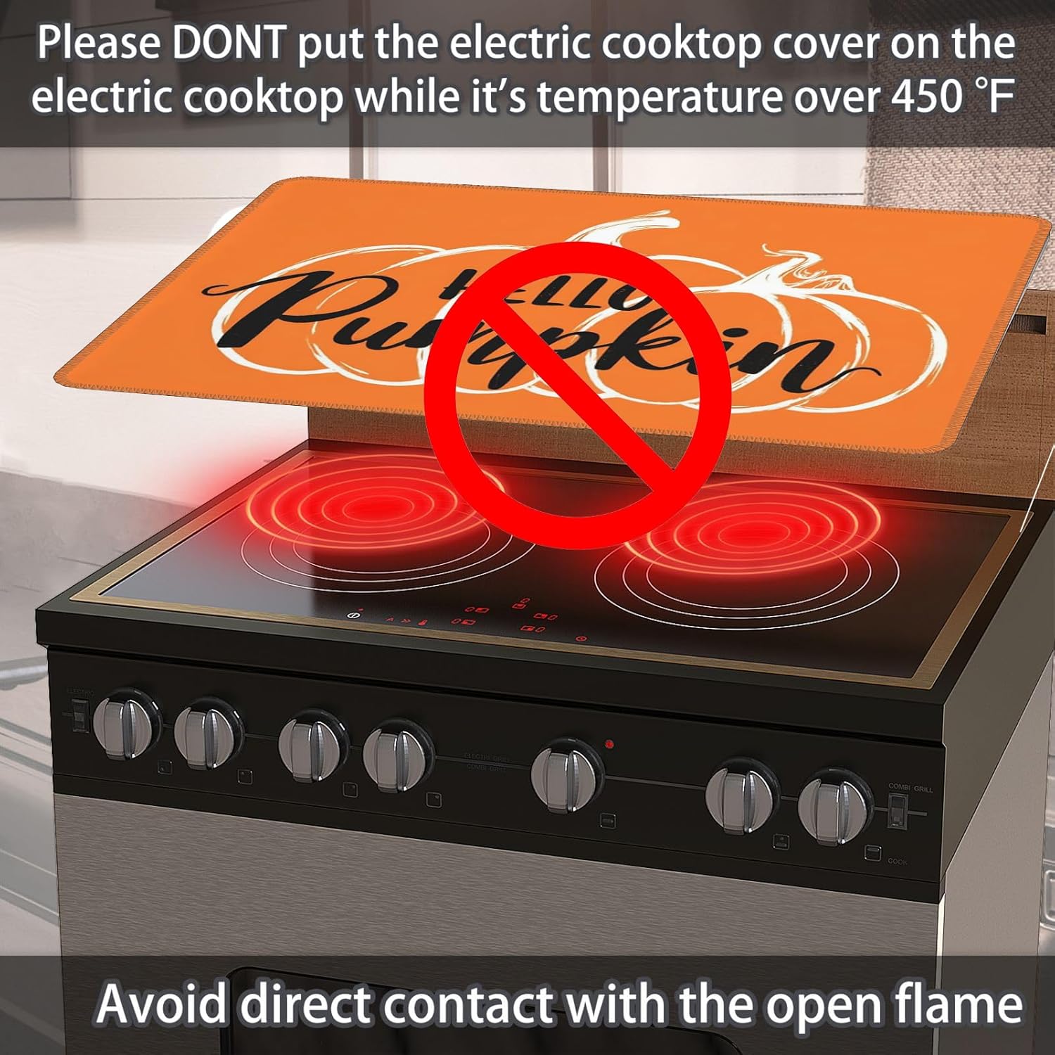 Fall Stove Top Cover for Electric Stove 28" x 20" Hello Pumpkin Glass Flat Heat-Resistant Top Stove Mat Oven Induction Cooktop Mat for Kitchen Ceramic Countertop - Image 5