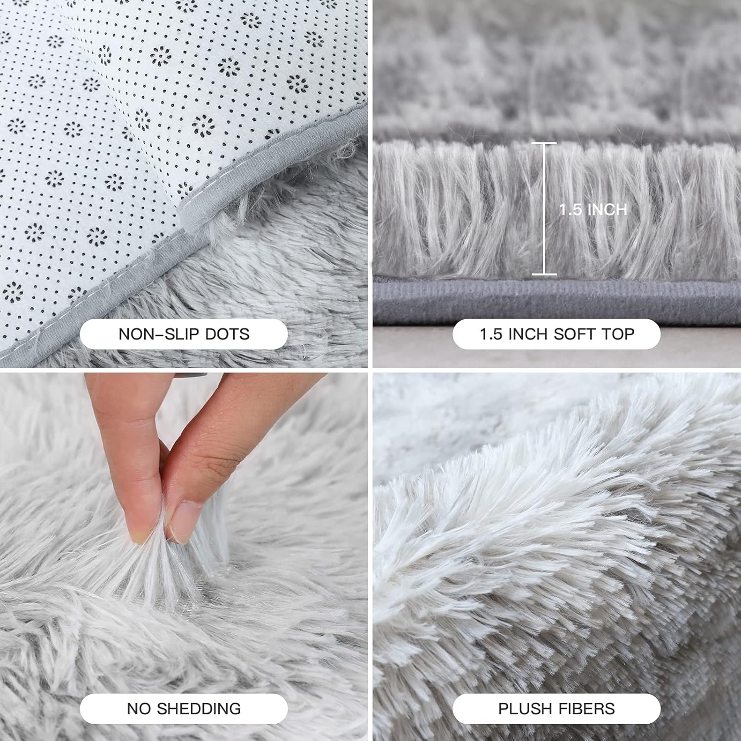 YOBATH Fluffy Shag Area Rugs 5x7 for Living Room Bedroom, Soft Fuzzy Shaggy Carpet Rugs for Girls Boys Kids Indoor Floor Nursery Home Decor, Light Grey - Image 7