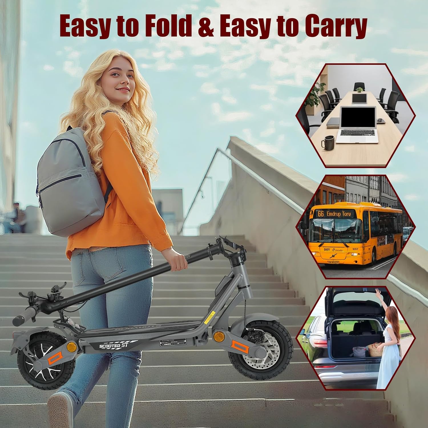 Fast Electric Scooter Adults, 1200/1600/5600W Dual Motor, 35/45/50 Miles Long Range,35/45/50 MPH Top Speed, 10/11" Off-Road Tires E Scooter, Foldable EScooter for Adults and Teens with Dual Suspension - Image 8