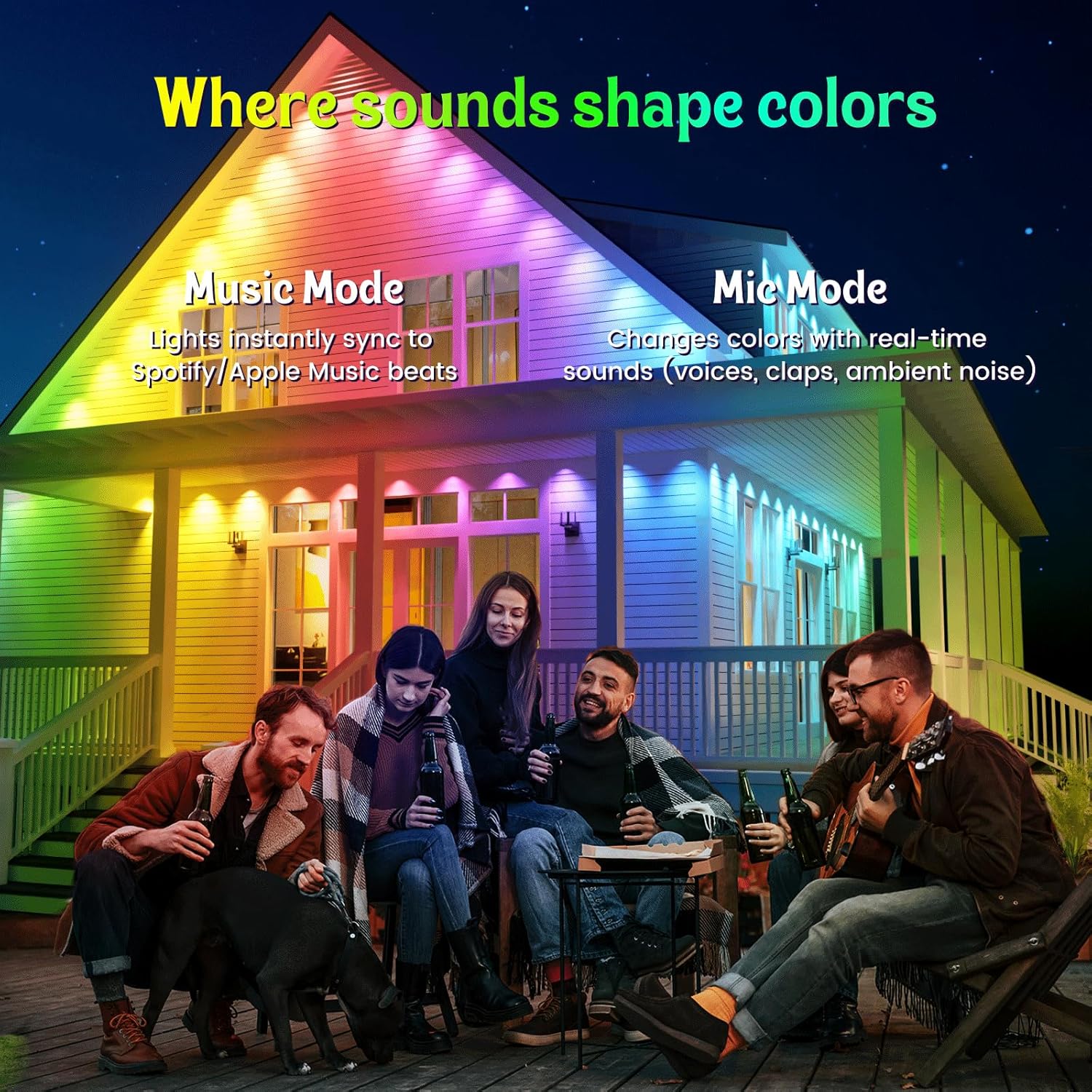 ISOPHO Permanent Outdoor Lights, Smart RGB String Lights with 75 Scene Modes, 100ft Eaves LED Light, Waterproof IP67, Applicable to All Holidays, Parties, Halloween, Christmas, App & Remote Control - Image 4