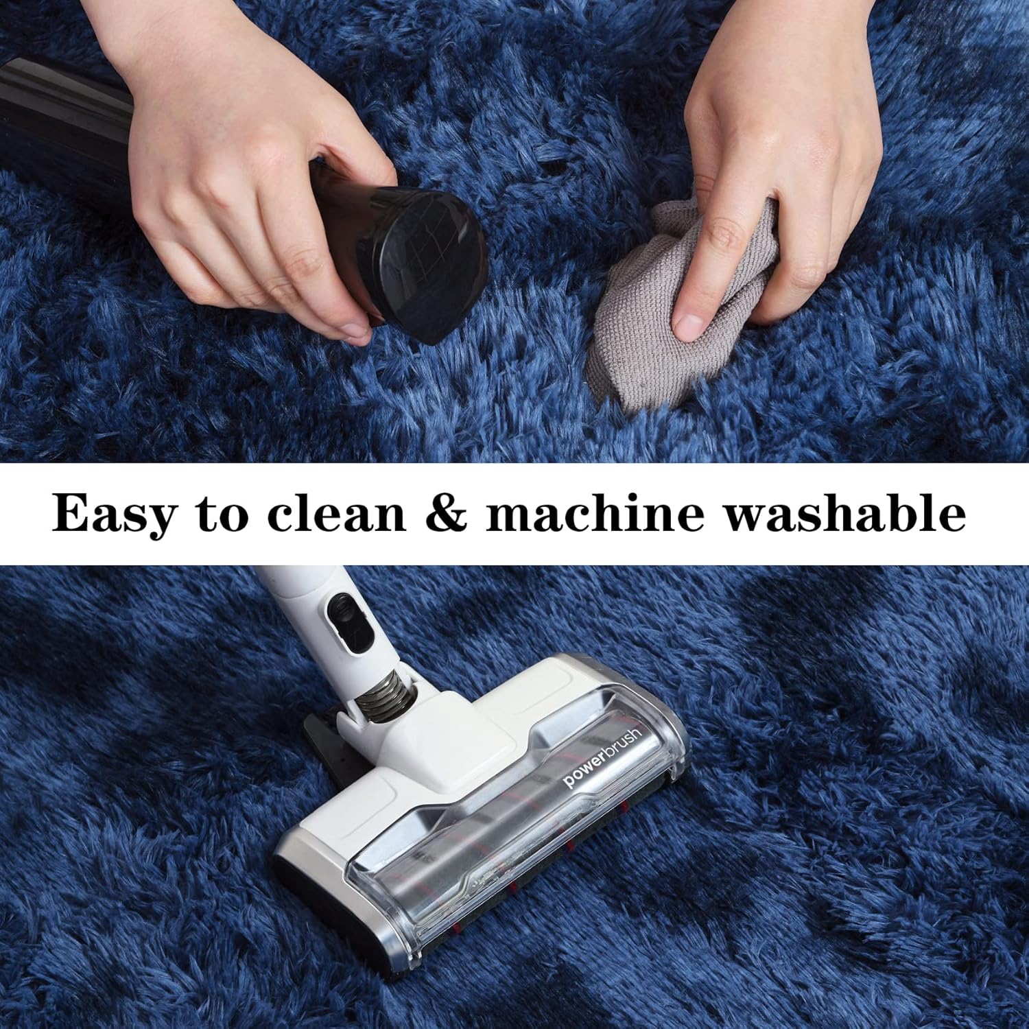 duduta Navy Blue Fluffy Bedroom Rug 3x5 ft, Tie-Dye Shag Plush Area Rug for Nursery Playroom Dorm Living Room Decor - Image 5