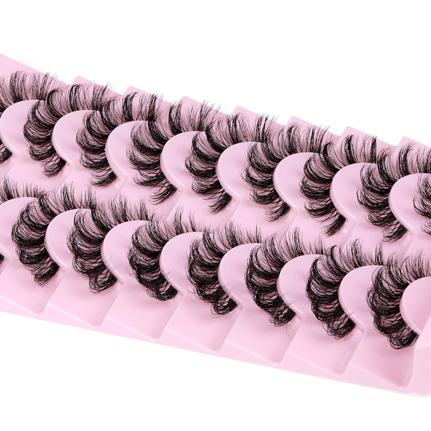ALPHONSE Russian Lashes Clear Band False Eyelashes Natural Look D-Curly Fake Lashes Russian Strip Faux Mink Eyelashes 9 Pairs Pack - Image 7
