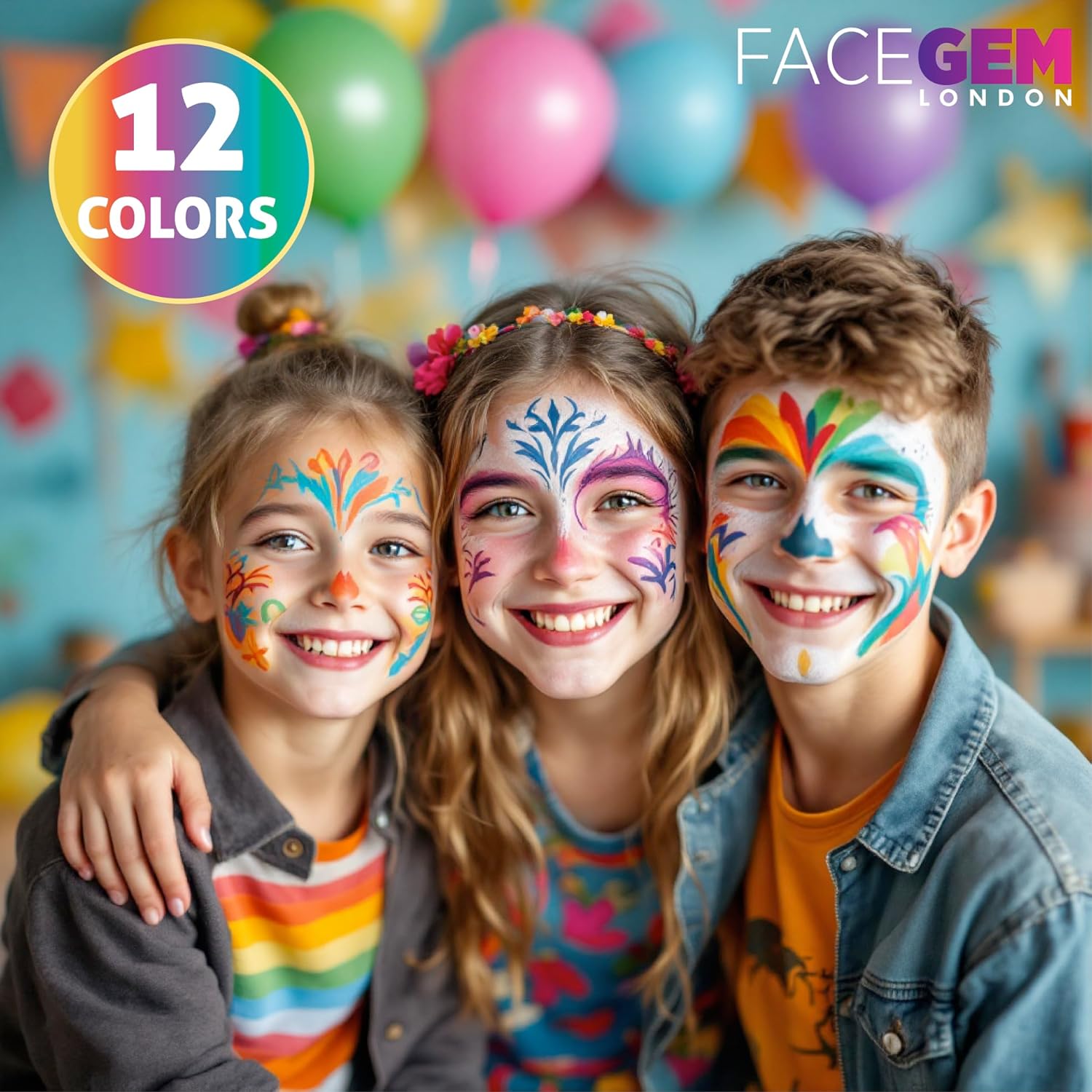 12 Colour Face Paint – Water-Based – Mess-Free Face Painting Kit with Stencils – Fast-Drying, Washable, Easy to Clean, Non-Toxic Face Paint for Festivals, Parties, Masquerade, Fancy Dress, Carnival - Image 4