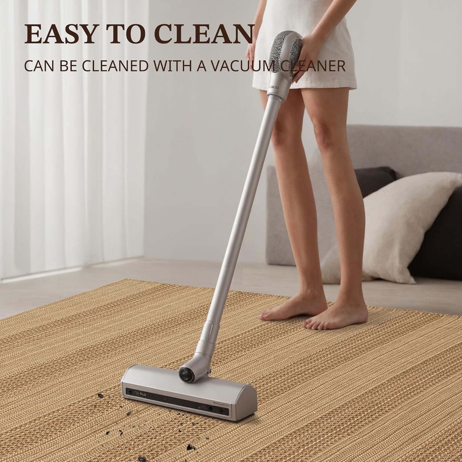 3x5 ft Area Rug - Machine Washable Non-Slip Boho Rug for Living Room, Woven Rug for Bedroom, Dining Room, Home Office - Soft, Lightweight, Stain-Resistant, Soundproof - Light Taupe Brown - Image 8