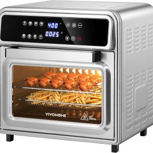 VIVOHOME 21 Qt Air Fryer Toaster Oven Combo, 8-in-1 Convection Oven Countertop with Rotisserie and Dehydrator, Stainless Steel Digital Air Fryer Oven with 7 Accessories, 1800W