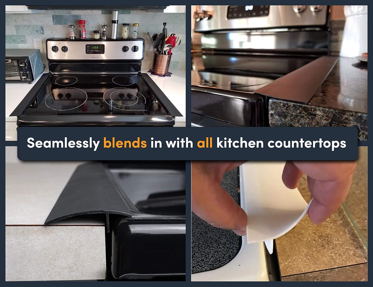 Linda’s Essentials Silicone Stove Gap Covers (2 Pack), Heat Resistant Oven Gap Filler Seals Gaps Between Stovetop and Counter, Easy to Clean Stove Gap Guard (25 Inches, Black) - Image 9