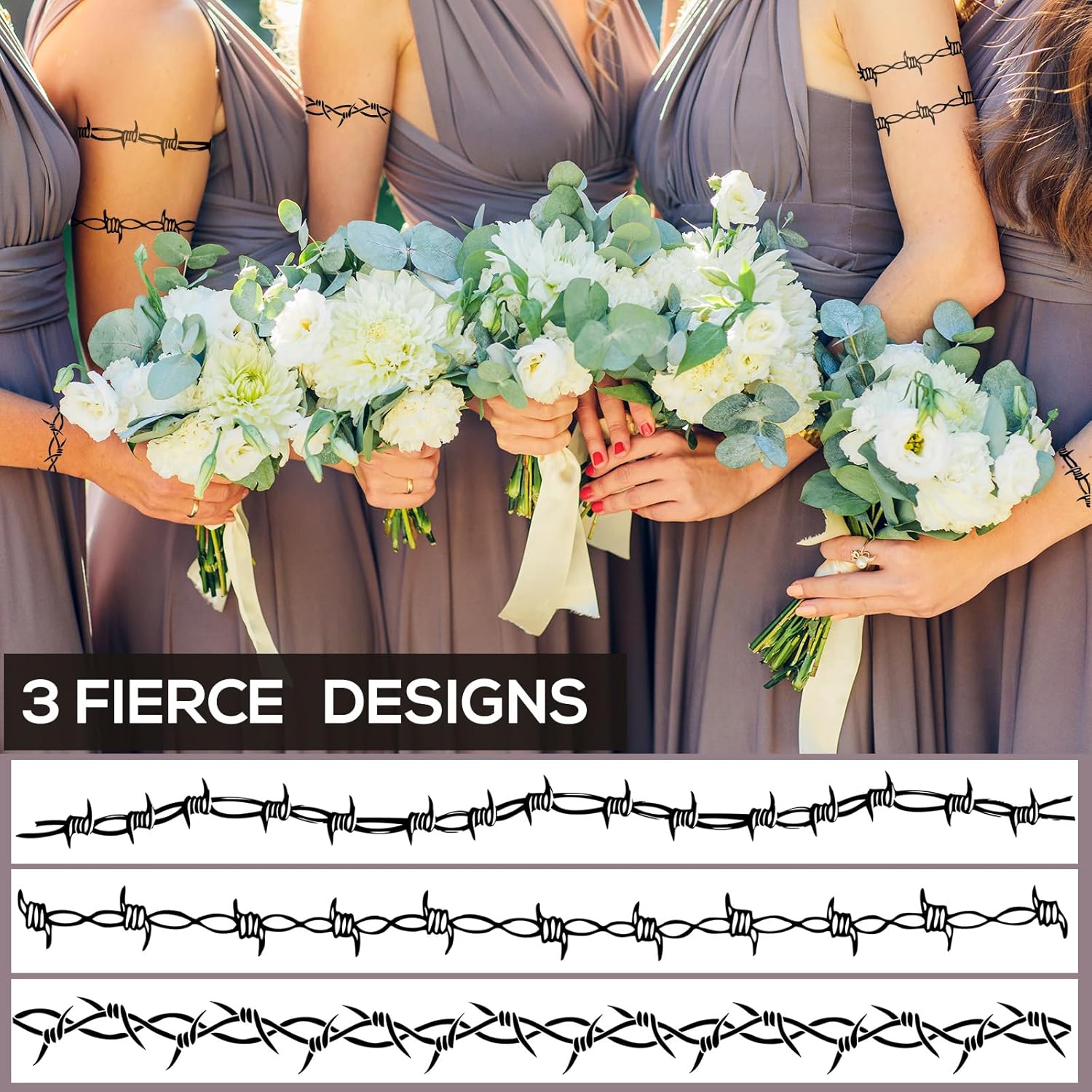 9-Sheet Barbed Wire Temporary Tattoos, Large Edgy Armbands Designs Tattoo Stickers for Men & Women - Waterproof Fake Tattoos for Concerts & Halloween - Image 4