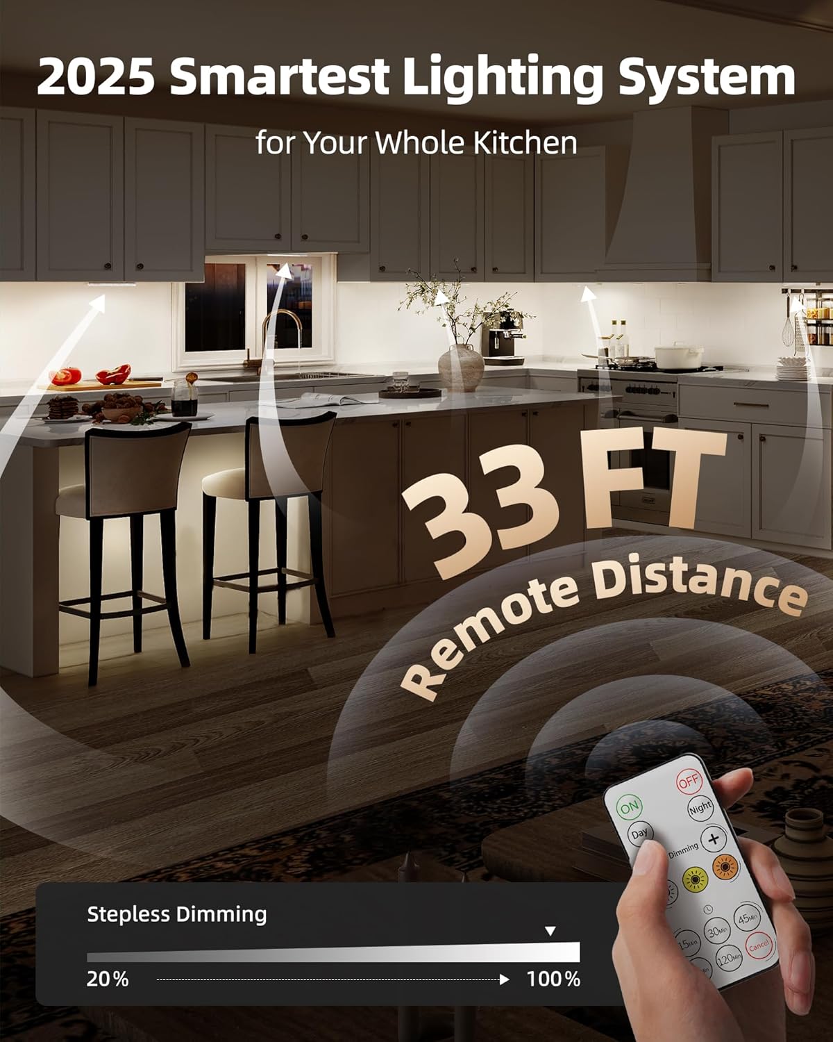 EZVALO 5 Pack Under Cabinet Lighting, 3200mAh Rechargeable Motion Sensor Light, 12inch Magnetic Closet Lights with Dimmable & 3 Color Temps, Wireless Motion Activated Lights with Remote for Kitchen - Image 5