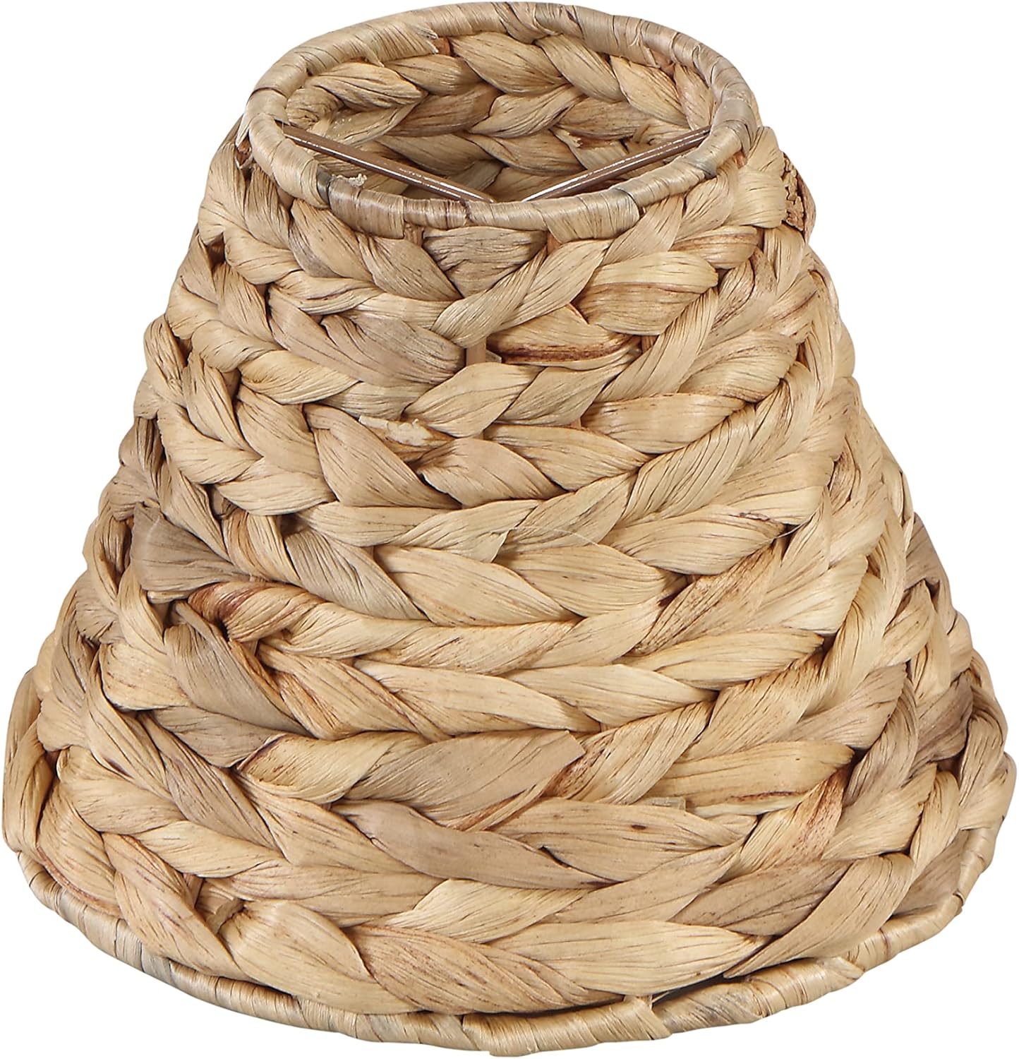 Aspen Creative 51004 Empire Clip On Chandelier Water Hyacinth Lamp Shade, 3" Top x 6" Bottom x 4-3/4" Slant Height