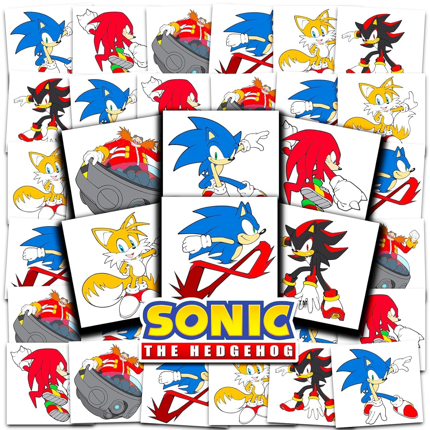 Sonic the Hedgehog Tattoos Party Favors Bundle ~ 72 Perforated Individual 2" x 2" Sonic Temporary Tattoos for Kids Boys Girls (Sonic Party Supplies)