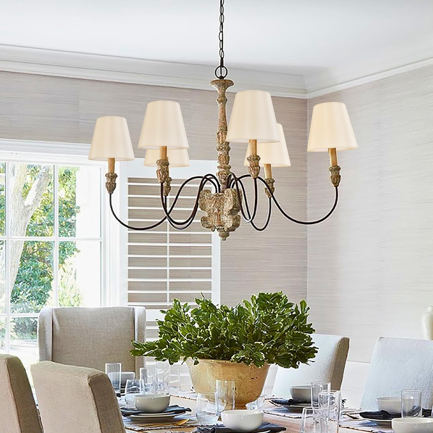 Set of 6 Yellowish Beige Chandelier Lamp Shades, 4" Top x 6" Bottom x 5" Height (Clip on Bulb) Small Lamp Shade, Faux Silk Fabric Lampshade for Wall Lamp, Desk Lamp, Replacement Lampshade by GO&SO - Image 4