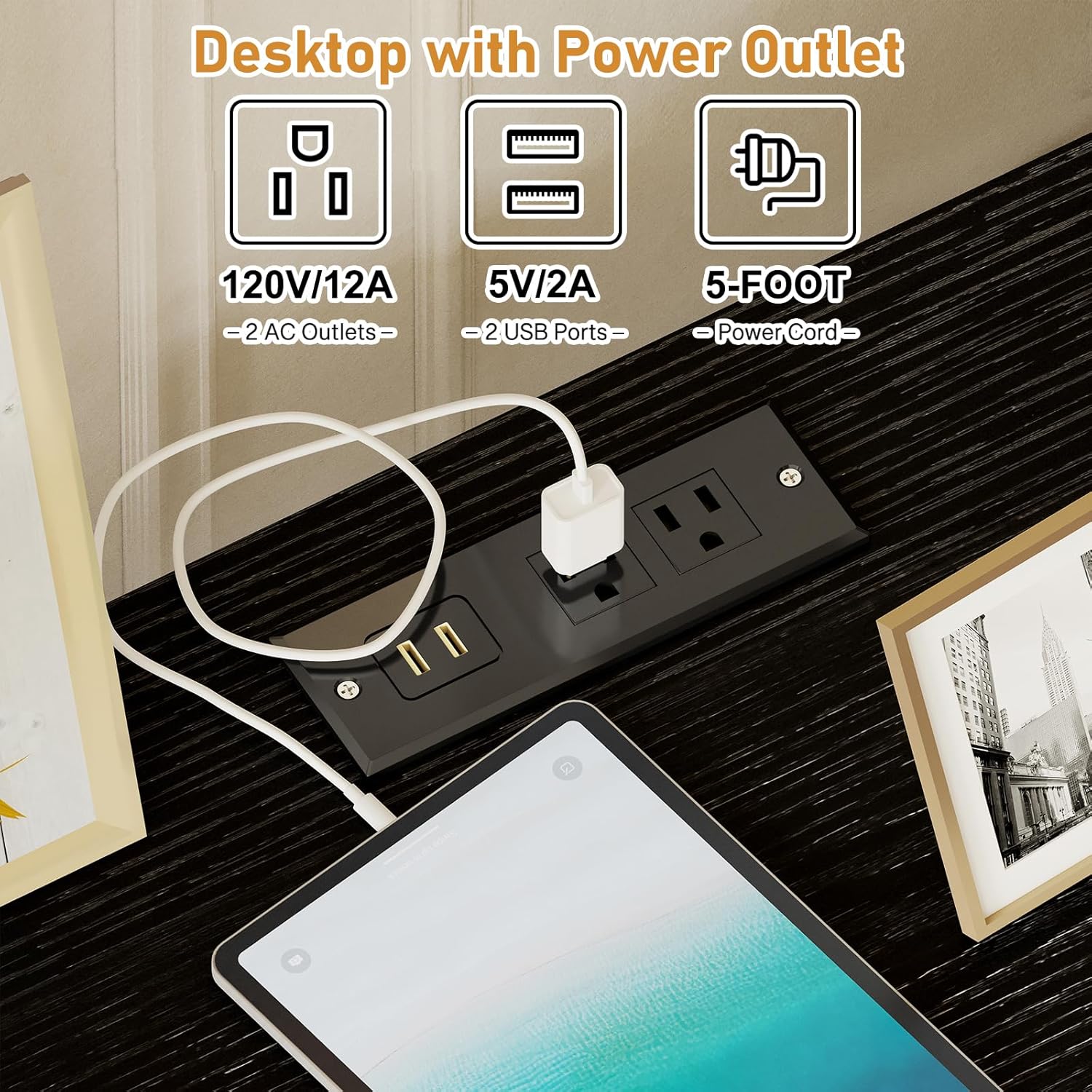 YGEOMER 59in Long Black Dresser for Bedroom TV Stand with Charging Station and LED Lights, Black Dresser with 11 Drawers, Fabric Chest of Drawers with PU Finish for Bedroom, Entryway - Image 7