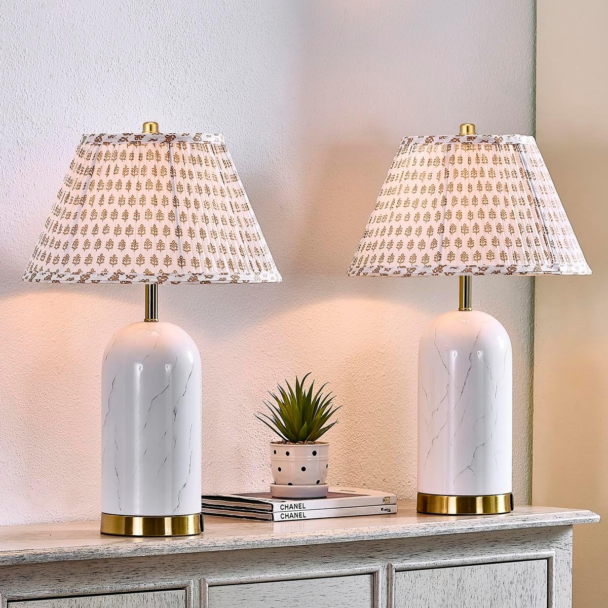 Lamp Shades for Table Lamps,Medium Lamp Shade 7" Top x 13" Bottom x 7.8" Slant Height,Barrel Replacement Lampshade(Spider Fitter), Modern Fabric Pleated Lampshades for Table Lamp 1 Pack(Brown Floral) - Image 3