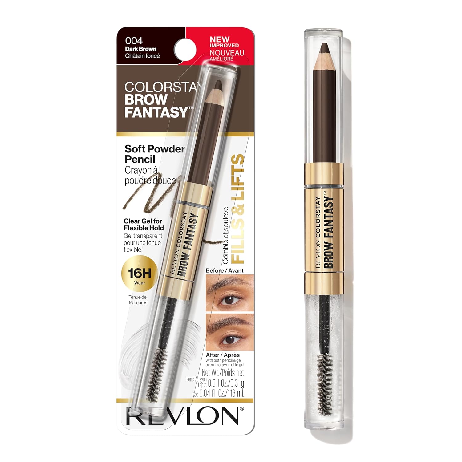 Revlon ColorStay Brow Fantasy, All In One Eyebrow Powder Pencil with Shaping Clear Gel, Gel Infused with Panthenol, Smudge-proof, 16HR Visibly Full Brows, 004 Dark Brown - Image 14