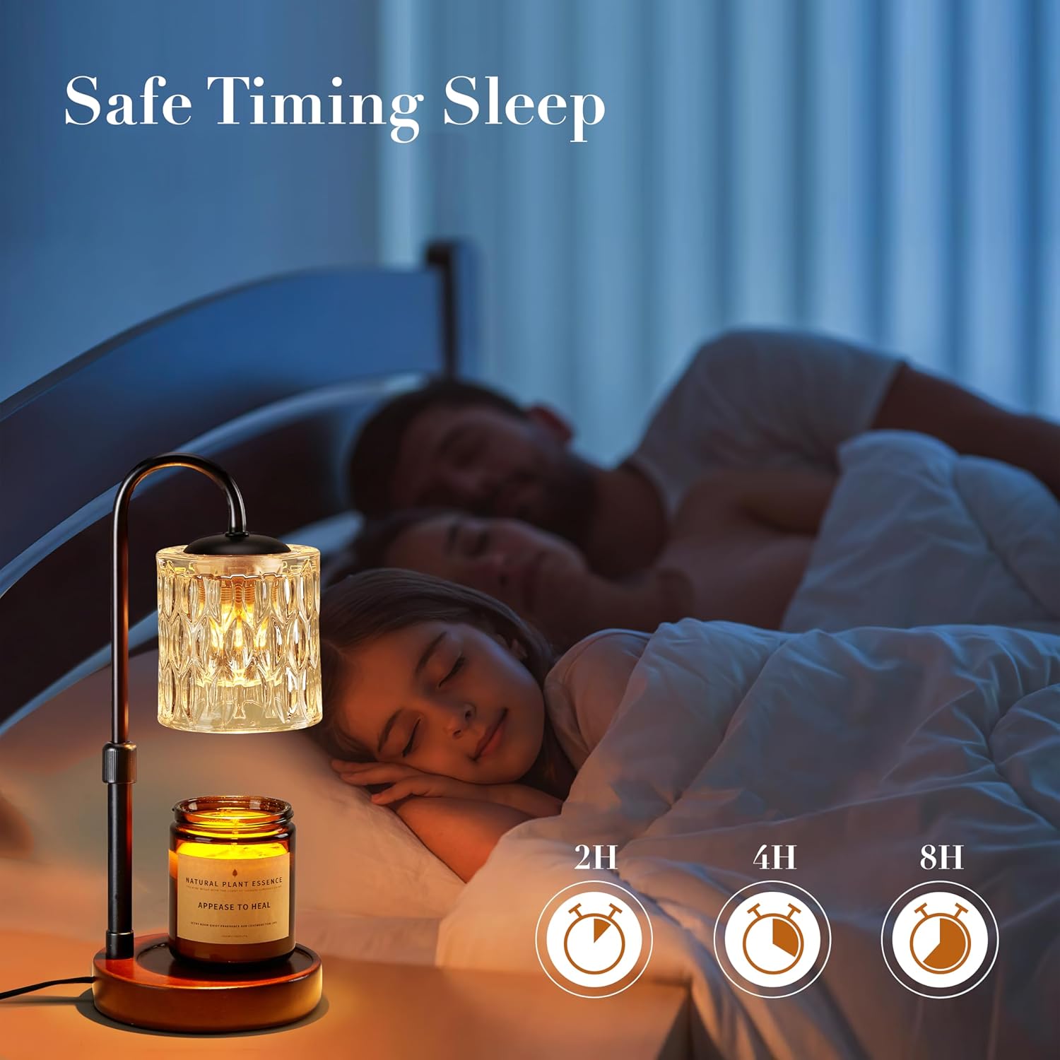 Briever Dimmable Candle Warmer Lamp with Timer, Height Adjustable Electric Candle Wax Warmer, Christmas Birthday Gifts for Women Mom, House Warming Gifts New Home Room Decor, Walnut Solid Wood Base - Image 5