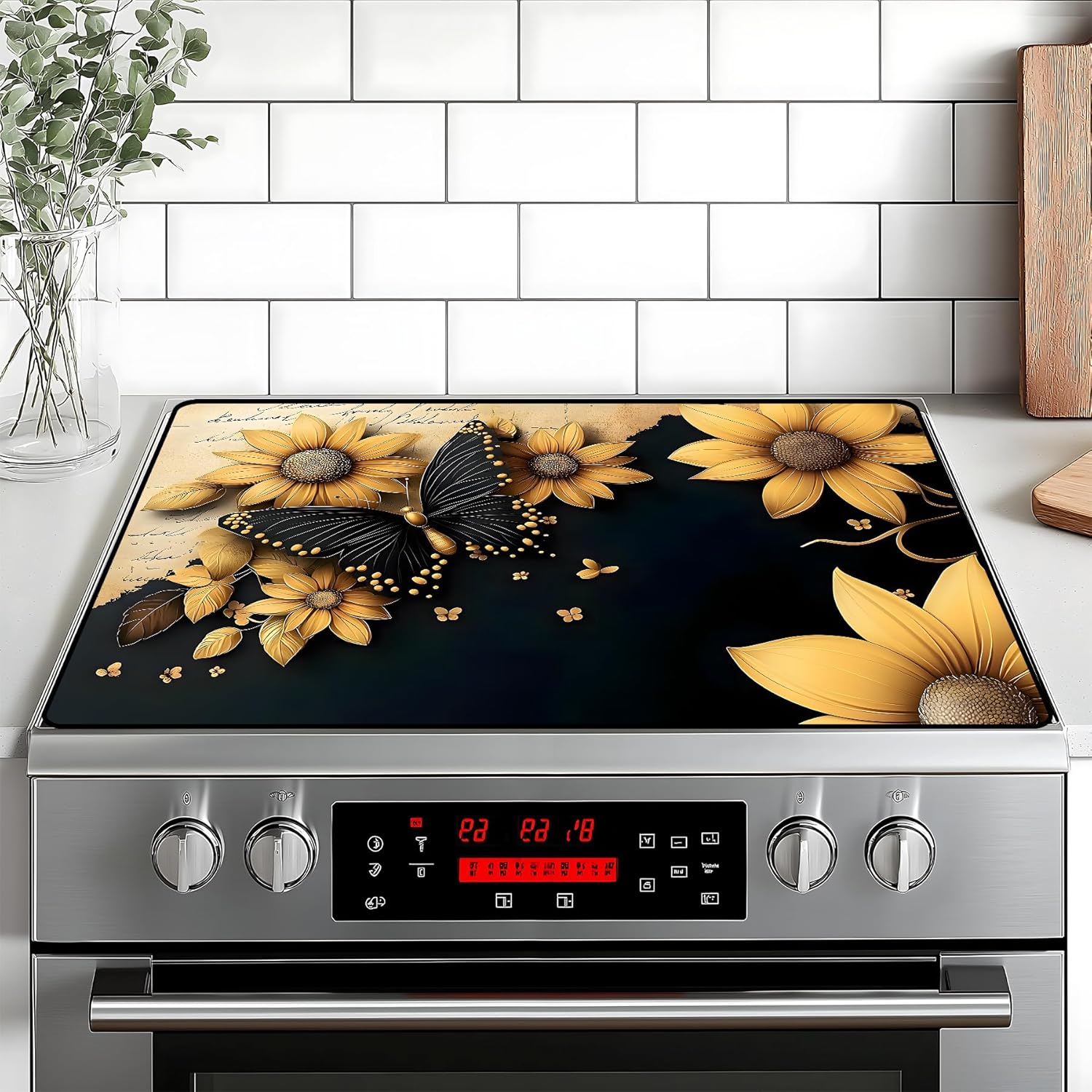 Stove Top Cover for Home Decoration Kitchen Pad Non-Stick Washable Cooktop Covers Countertop Protector Keep Stove Clean 28″x20″ (Sunflower)