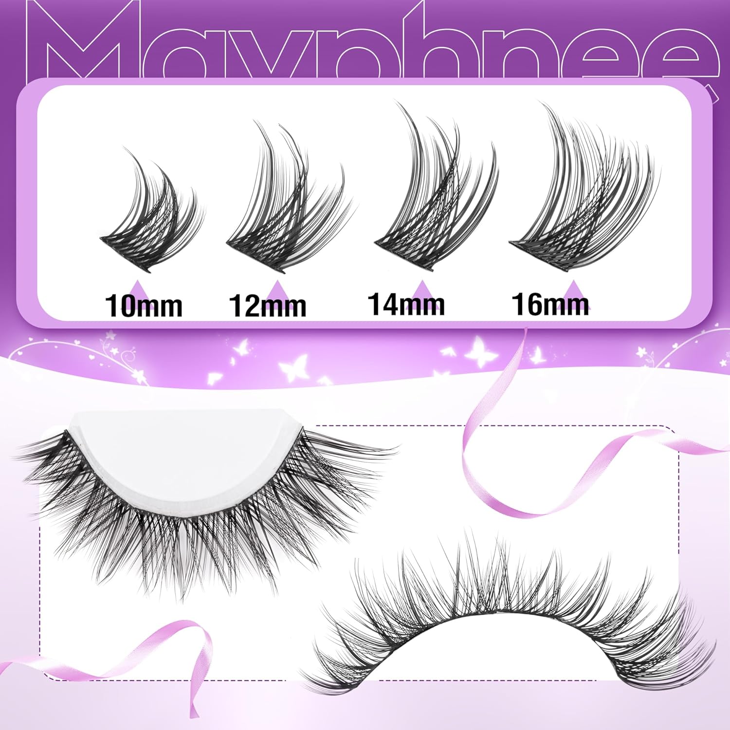 Natural Lash Clusters Kit Wispy Eyelash Clusters CC-Curly Cluster Eyelash Extensions 132 pcs Individual Lash Extensions DIY Lash Extension Kit with Lash Bond and Seal and Remover Lash Kit by Mavphnee - Image 3