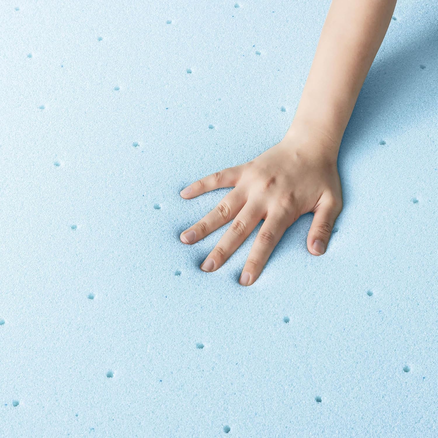 Best Price Mattress 2-inch Ventilated Gel Memory Foam Topper - Full, Dorm Essentials, Blue - Image 5