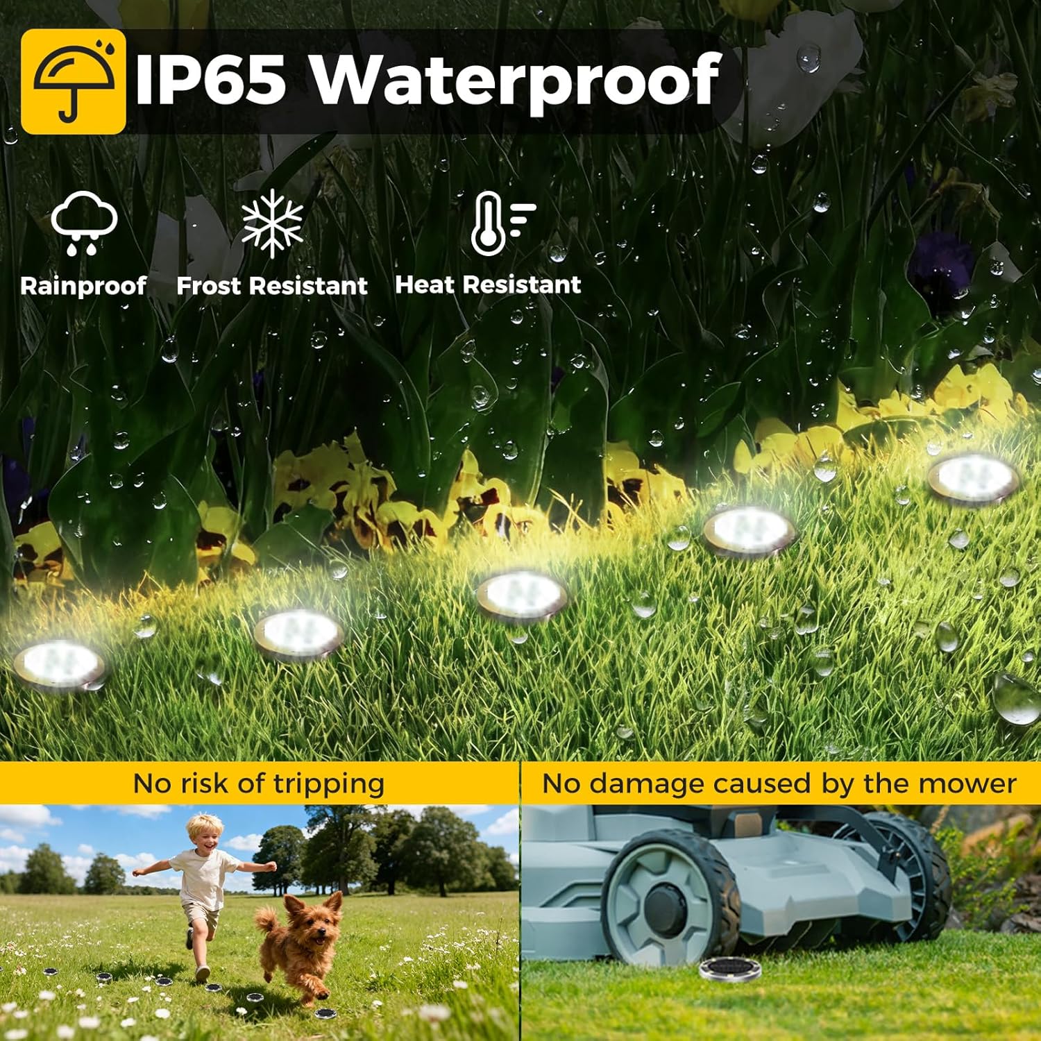 6 Pack Solar Ground Lights Outdoor, Solar Powered Disc Lights for Outside, IP65 Waterproof Anti-Rust Flat Disk Light, Small Landscape Lighting for Pathway Garden Yard Walkway Driveway Lawn,Cool White - Image 3