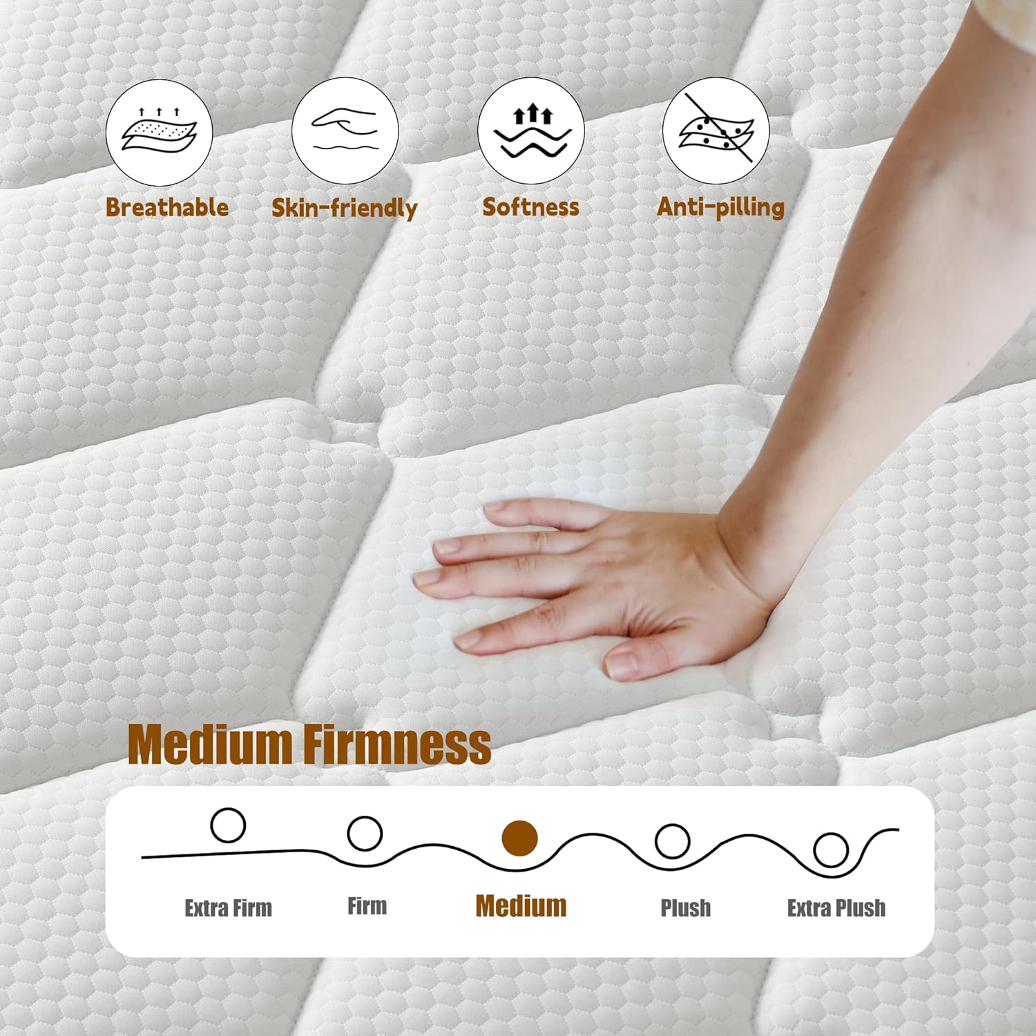 Twin Mattress 8 Inch Hybrid Mattress in a Box Memory Foam & Individual Pocket Spring Motion Isolation Edge Support Pressure Relief Medium Firmness Certified Foams & Fabric Fiberglass Free - Image 7
