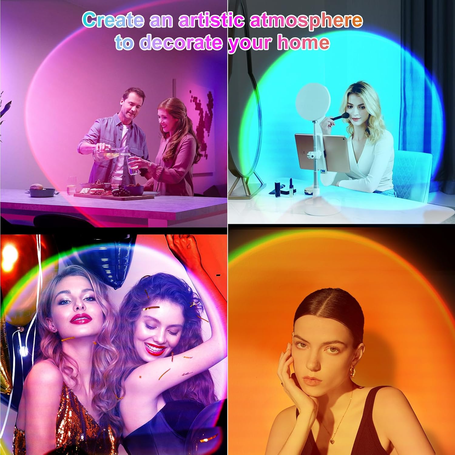 Sunset Lamp Projector with APP and Button Control, Multicolor Changing Projection Light Sunlight Lamp for Bedroom, Photography, Party, Tiktok Live, Room Decor - Image 3