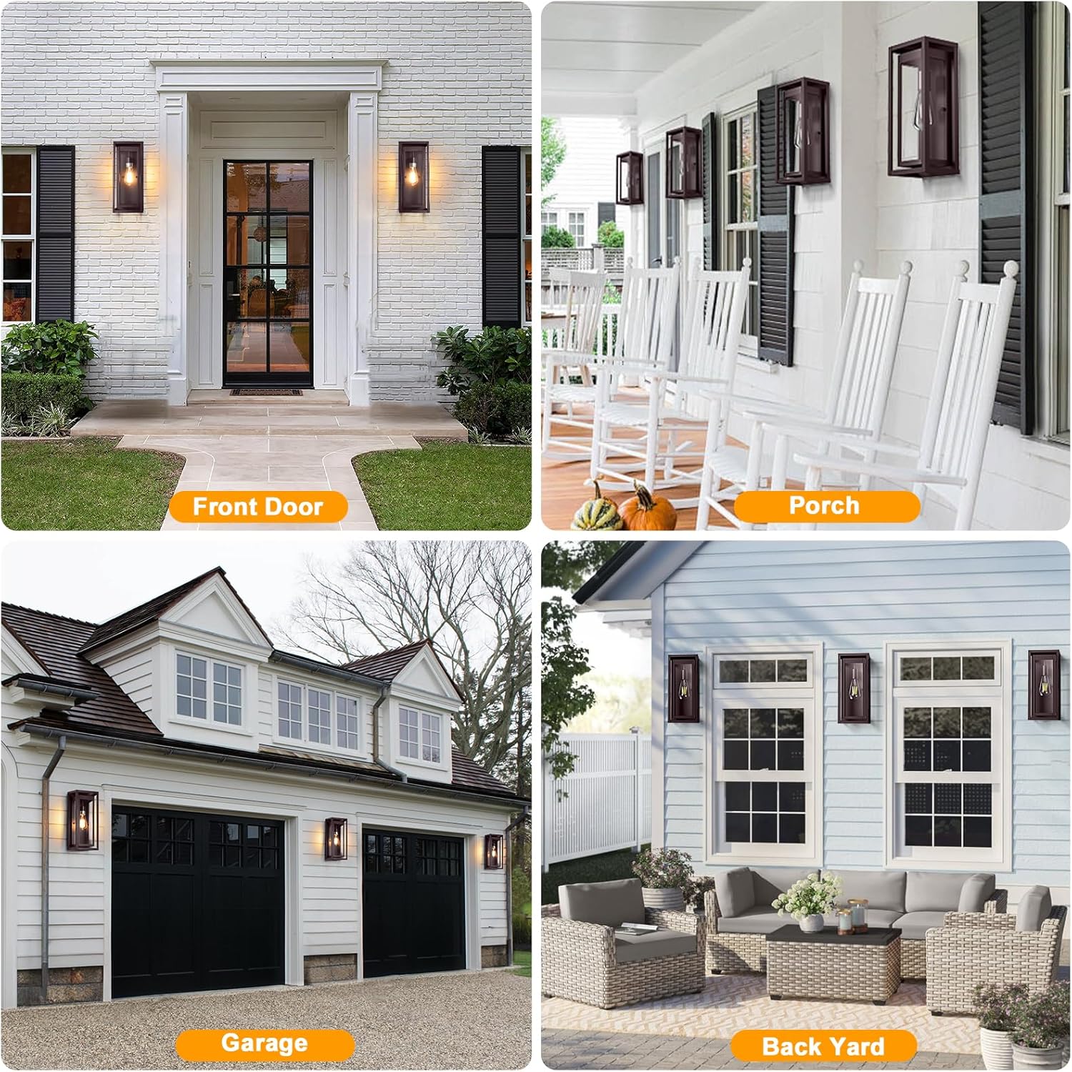 15" Large Oil Rubbed Bronze Outdoor Light Fixture, 2 Pack ORB Outdoor Sconces, Modern Waterproof Wall Lights with Clear Glass Shade for Front Door, Porch, Garage - Image 5