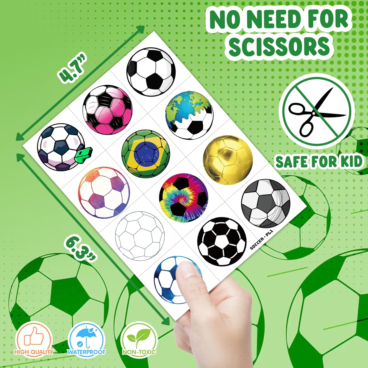 96 PCS Soccer Ball Pre-Cut Temporary Tattoos Themed Birthday Party Decorations Favors Supplies Decor Europa World Cup Football Sports Player Tattoo Stickers Gifts For Game Boys Girls Class (Normal) - Image 4