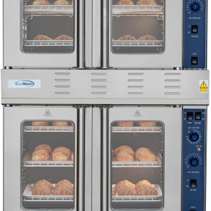 KoolMore 38 in. Full-Size Double Commercial Liquid Propane Convection Oven 108,000 BTU With Stacking And Casters in Stainless-Steel (KM-DCCO54-LPC)