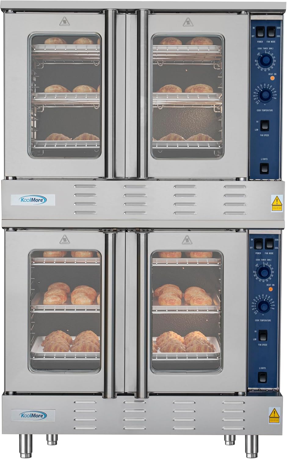 KoolMore 38 in. Full-Size Double Commercial Liquid Propane Convection Oven 108,000 BTU With Stacking And Casters in Stainless-Steel (KM-DCCO54-LPC)