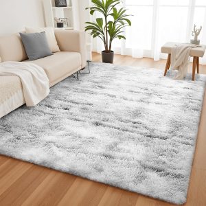 YOBATH Fluffy Shag Area Rugs 5x7 for Living Room Bedroom, Soft Fuzzy Shaggy Carpet Rugs for Girls Boys Kids Indoor Floor Nursery Home Decor, Light Grey
