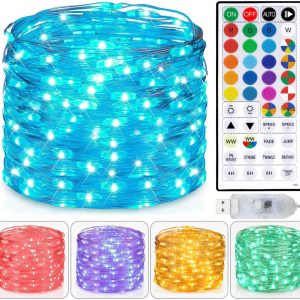 Fairy Lights USB Plug in 33ft 100LEDs with Remote, Warm White 20 Color Changing Light Twinkle Firefly String Lights for Bedroom Party Wedding Christmas Tapestry, Multicolor Colors