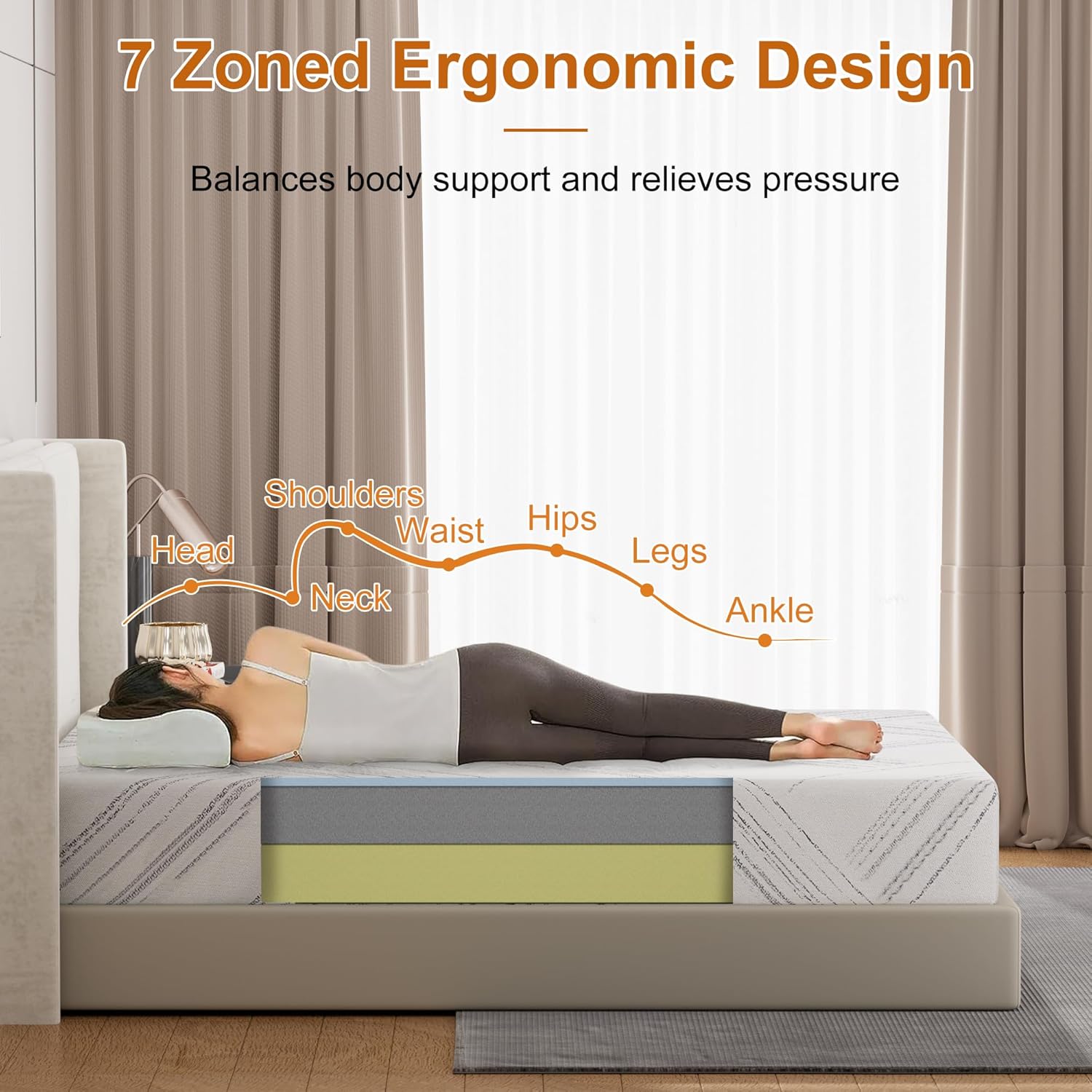 KOW Full Mattress Medium Firm, Full Size Mattresses 10 Inch in a Box, Gel Memory Foam Mattress for Cool Sleep and Pressure Relief, Mattresses with Removable Washable Cover, Made in USA,CertiPUR-US - Image 4