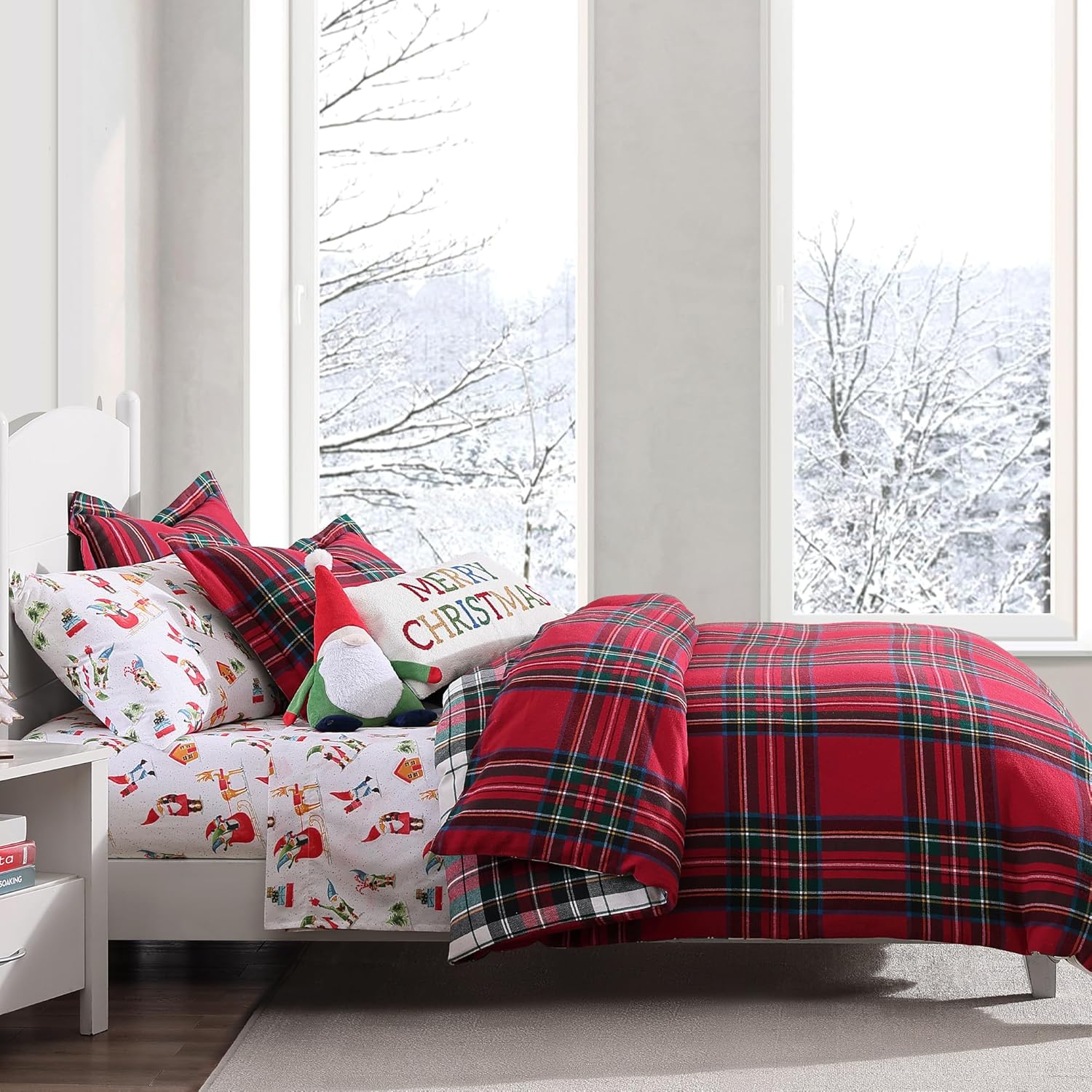 Levtex Home - Spencer Plaid Comforter Set - King Comforter + Two King Pillow Cases - Tartan Plaid - Red, Green, White, Blue, Gold - Comforter (106 x 94in.) and Pillow Case (36 x 20in.) - Cotton - Image 4