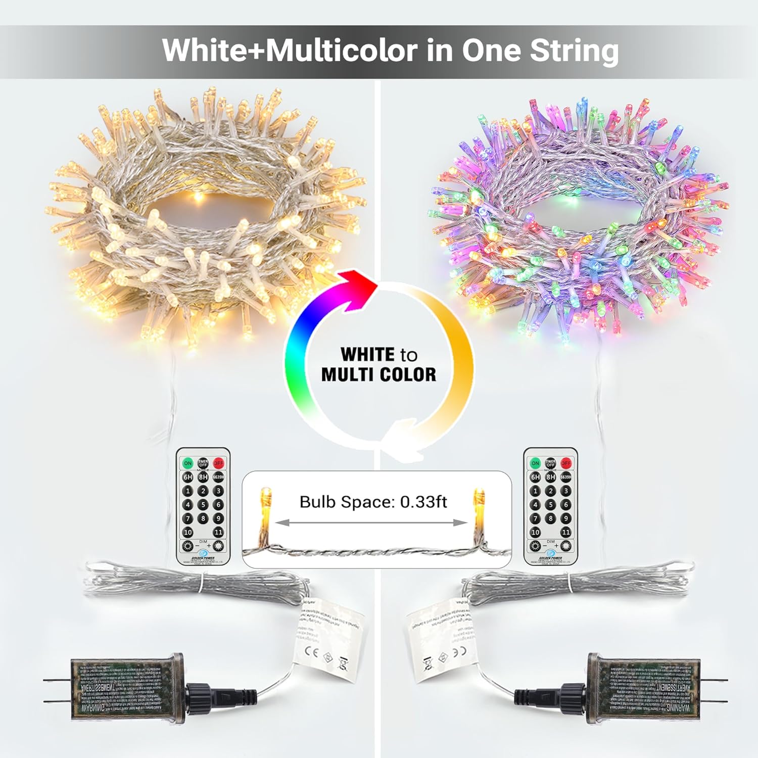 Brizled Christmas Lights, 65.67ft 200 LED Tree Lights Color Changing, 11-Function Warm White & Multicolor Christmas Light String, Connectable 29V Adapter Fairy Lighting with Remote for Xmas Tree Party - Image 7